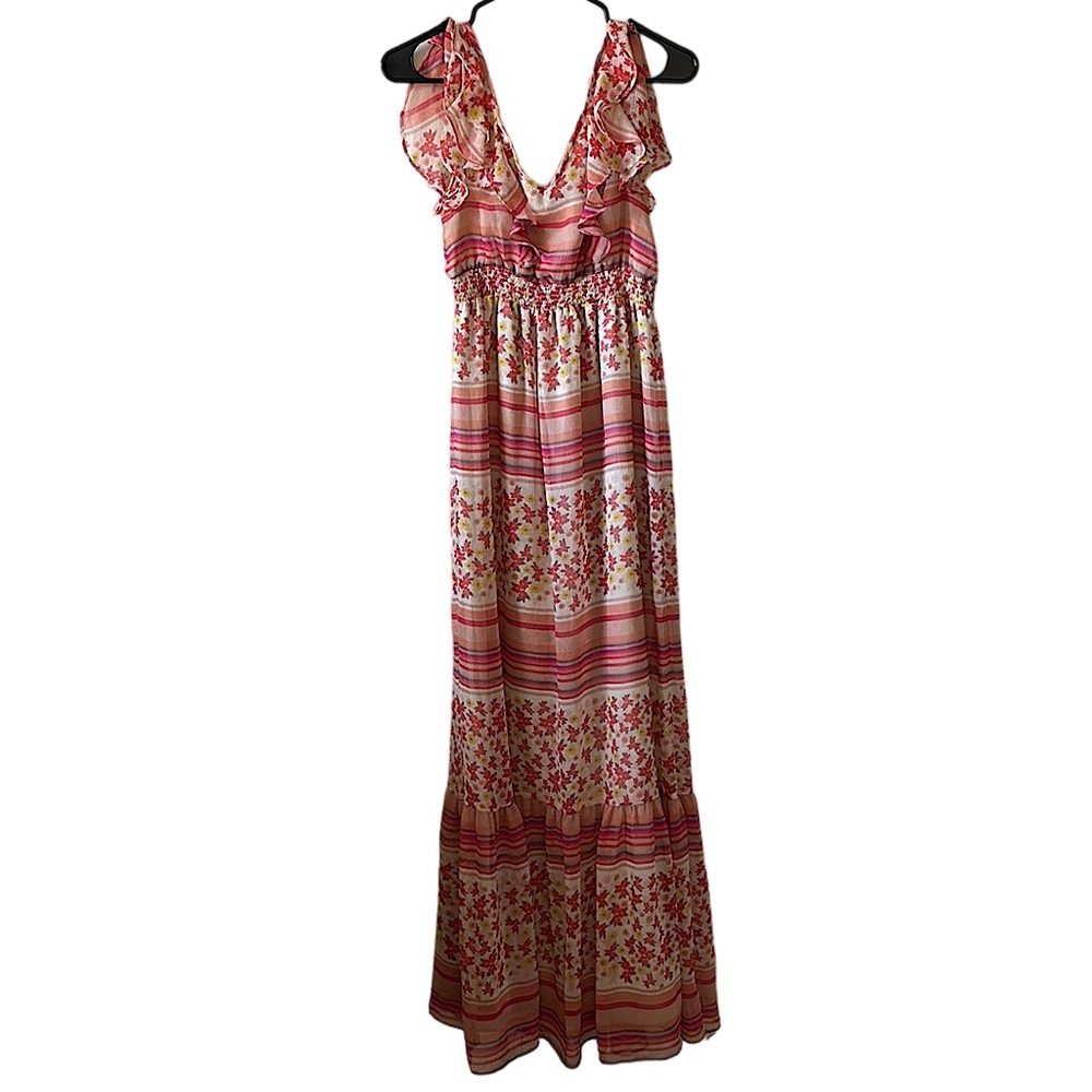 Lauren Conrad floral maxi ruffle dress size 2
